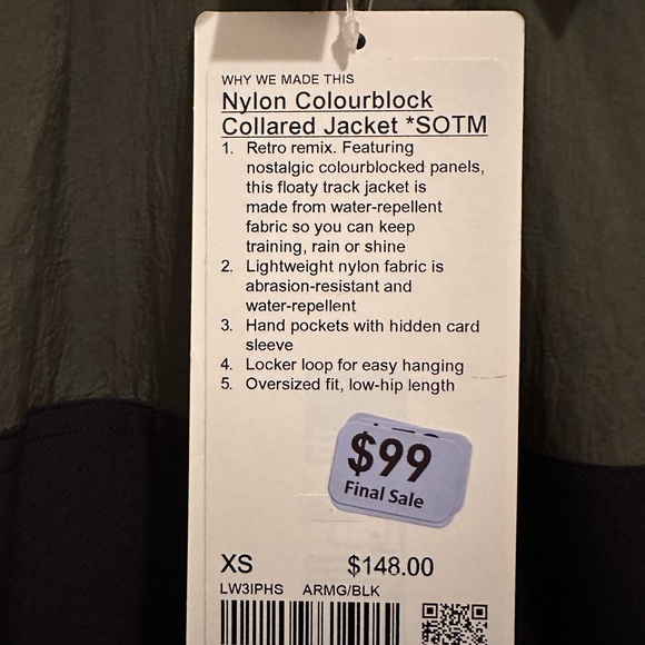 Lululemon Nylon Colourblock Collard Jacket, green/black, oversized - Picture 10 of 10